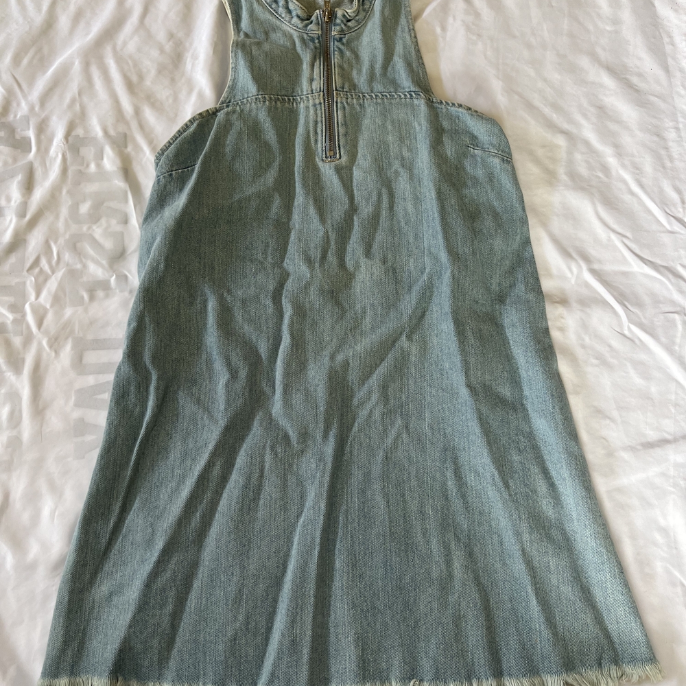 Guess Blue Denim Jean Sleeveless Partial Zip Dress Women's Size S/P